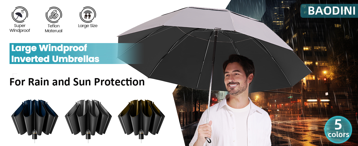 Large inverted umbrellas with logo