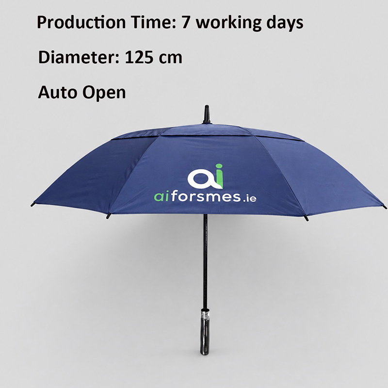 Custom golf umbrella, auto open, diameter 125cm, custom logo printing available