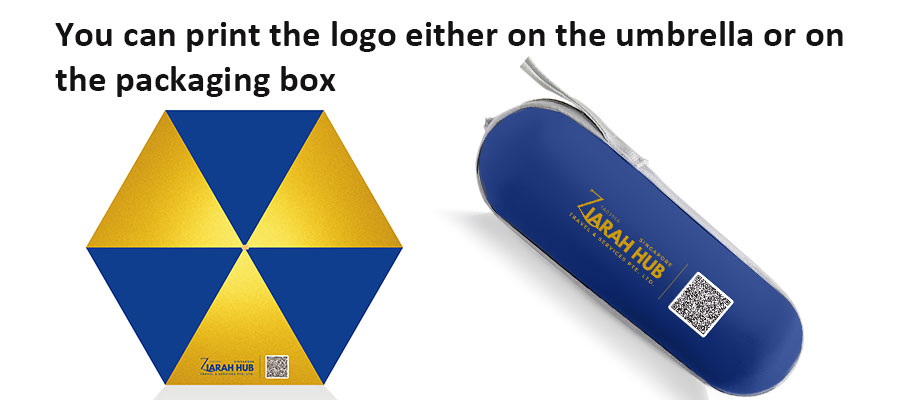 Travel umbrella with custom logo printing on canopy